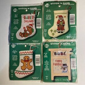 Set of 4 Vintage Cross Stitch Ornament Kits